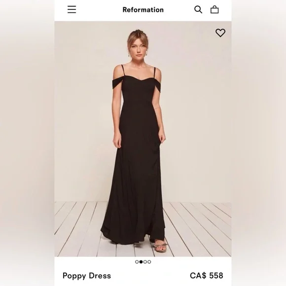 Reformation NWOT Poppy Black Off-Shoulder Maxi Dress (Size 6) - Picture 2 of 4